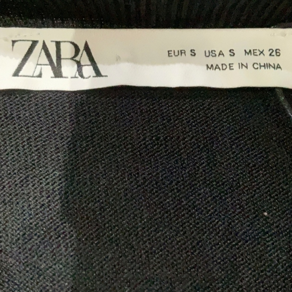 NWT Zara Black Sheer Sleeve Button-down Top - Picture 5 of 5